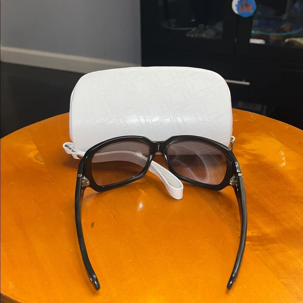 Oakley Script Stylish Black Sunglasses with White Case